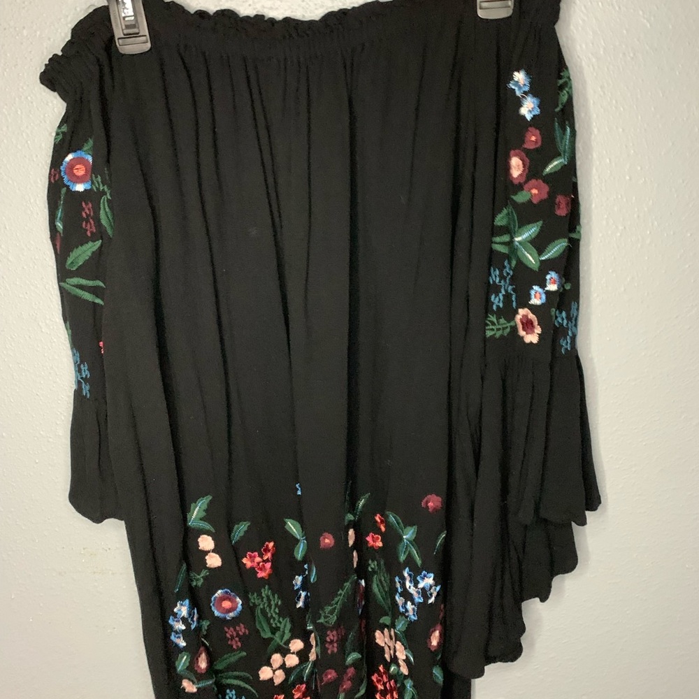 Black flowy off the shoulder dress